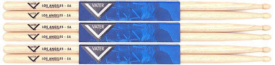 Picture of Vater Los Angeles 5A Wood Tip Hickory Drum Sticks, 3 Pair (VS3P5AW)
