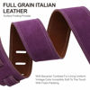 Picture of Nefelibata Guitar Strap, 2.5" Wide Bavarian Tumbled Leather Guitar Straps with Foam Padding and Cable Storage Loop, for Kids, Men and Women, for Acoustic, Bass and Electric Guitars（Lavender Purple）