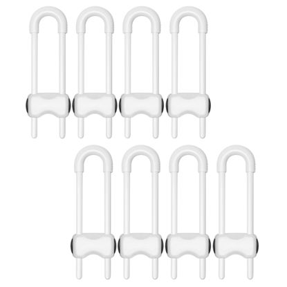 Picture of LLOOC Cabinet Locks for Babies,8 Pack U-Shaped Child Proof Cabinet Locks,Baby Proofing Cabinets,Child Locks for Cabinets,Child Proof Cabinet Latches with Adjustable(White)
