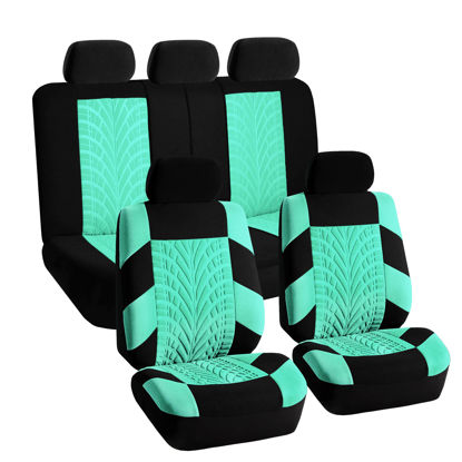 Picture of FH Group Full Set Premium Cloth Car Seat Covers - Universal Fit, Low Back Front Seat Covers, Airbag Compatible, Split Bench Rear Seat, Washable Seat Cover for SUV, Sedan, Mint