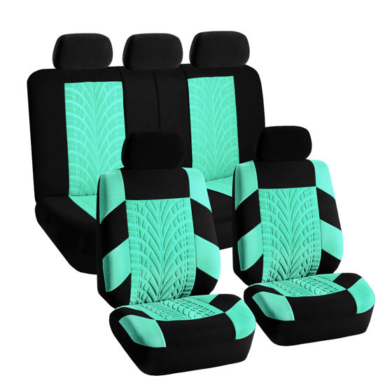Picture of FH Group Full Set Premium Cloth Car Seat Covers - Universal Fit, Low Back Front Seat Covers, Airbag Compatible, Split Bench Rear Seat, Washable Seat Cover for SUV, Sedan, Mint