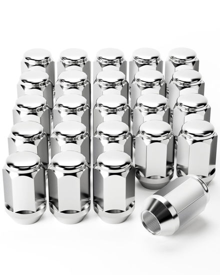 Picture of Orion Motor Tech 24-Piece 1/2-20 Lug Nuts Chrome with Hex Tuner, 1.4 inches Length with Cone Seat, Compatible with Jeep Grand Cherokee Wrangler Liberty, Ford Explorer Ranger Mustang, Dodge Dakota Dura