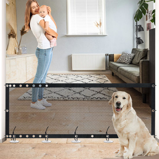 Picture of NWK 98’’ to 120’’Extra Wide Adjustable Pet Gate, 30’’ Tall, Mesh Pet Gate for The House Stairs Providing a Safe Enclosure for Pets to Play and Rest (Extra Wide)