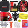 Picture of LIANXIN Car Roadside Emergency Kit, with Jumper Cables Automotive Kit,Car Safety Roadside Assistance Kit Headlamp,Tow Straps, Safety Hammers, Rainwear, Gloves.Black