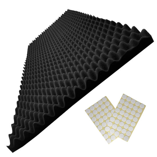 Picture of Yaolabjer 48"X 24"X 2" Egg Crate Foam Panel, Black Sound Proof Foam Panels, Acoustic Foam, Noise Cancelling Foam Studio Foam Panel, Sound Panels Noise Reducing For Walls（1 PCS）