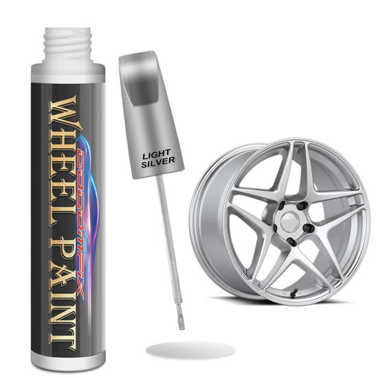 Picture of Silver Rim Touch Up Paint. Wheel Scratch Repair Pen. Car Rim Paint Pen Quick And Easy Fix Rim Scratches. Universal Color Rim Paint. (Light Silver)