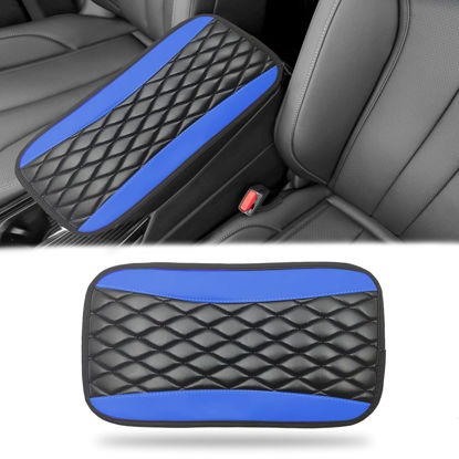 Picture of Car Center Console Cover, Universal Leather Waterproof Armrest Seat Box Cover Protector, Comfortable Car Decor Accessories Fit for Most Cars, Vehicles, SUVs -Blue