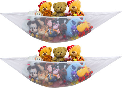 Picture of Simple Houseware 2 PK - Stuffed Animals Jumbo Toy Storage Hammock, White