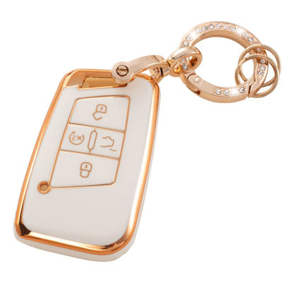 Picture of RUABIBAN Key Fob Cover Compatible with VW Volkswagen, Soft TPU Key Case Protection Shell Fit for Tiguan Atlas Jetta Passat Golf Alltrack Smart Key