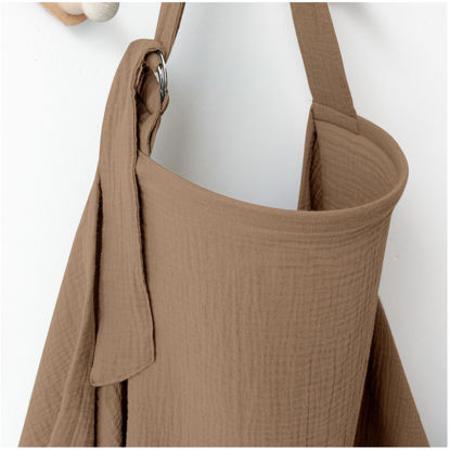 Picture of MairMore Muslin Nursing Covers for Breastfeeding, Privacy Breast Feeding Cover with Arch Neckline for Mom and Baby, Breathable 100% Cotton Nursing Apron Multi-use Stroller Cover
