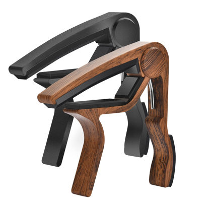 Picture of Guitar Capo, 2 Pack Capo for Acoustic Guitar, Guitar Capo for Electric Guitars, Bass, Buzzing-Free, Quick Release, Easy to Use, Black and Rosewood