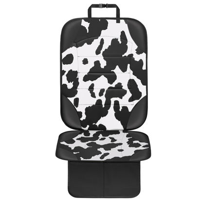 Picture of Siivton Car Seat Protector for Child Car Seat,Waterproof Car Seat Cover with Thick Padding, Non-Slip Backing, Protects Fabric & Leather Seats, 2 Mesh Storage Pockets(Cow Print)