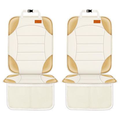 Picture of Siivton Car Seat Protector for Child Car Seat, Car Seat Cushion for Leather and Fabric Seats, 2 Mesh Pockets, Non-Slip Bottom, Waterproof Protectors for Vehicles Baby Pets (2 Pack)