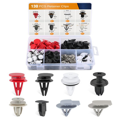 Picture of GOOACC 130PCS Body Interior and Exterior Retainer Fastener Clip Rocker Moulding Clip W/Sealer for Mini Cooper 51-71-7-127-742 07-13-1-480-419 BMW Lawson Clip Lizard