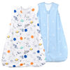 Picture of david's kids Micro Fleece Baby Sleep Sack 12-18 Months, Soft Baby Wearable Blankets with 2-Way Zipper, 2 Pack Comfy Sleeping Bags for Toddler Boys Girls Neutral, Large Size, Space