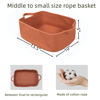 Picture of XUANGUO Woven Cotton Rope Storage Basket with Handles for Shelves Closet Cat Dog Toy Basket Bin Shallow Basket Decorative Rectangle Baby Basket for Nursery Gift basket Empty Easter Basket (rust)