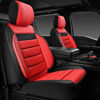 Picture of CAR PASS Leather Car Seat Covers Front Seats Only, Universal Fit Automotive Interior Waterproof 3D Foam Back Support Car Seat Covers for Trucks Vans and SUVs Airbag Compatible 2 Pieces （Black Red