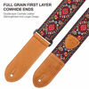 Picture of Nefelibata Guitar Strap,Double leather ends,Vintage Woven W/FREE BONUS-4 Picks+Strap Locks+Strap Button,Best Gift For Bass,Electric&Acoustic Guitars for Guitar(Vintage red yellow embroidery)