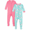 Picture of Gerber Baby Girls' 2-Pack Footed Pajamas, Unicorns Pink, 5T