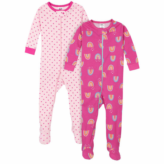 Picture of Gerber Baby Girls' 2-Pack Footed Pajamas