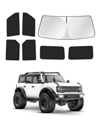 Picture of Canvcle Windshield Sun Shade for 2021-2024 Ford Bronco 4 Door Side Rear Window Shade Cover Sun Visor Shield Privacy Protection Keep Vehicle Cool Black 7PCS