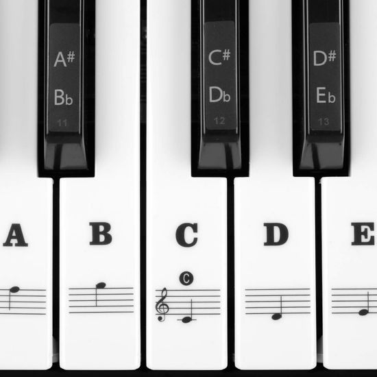 Picture of Piano Stickers for Keys, Eison Full Set Piano Keyboard Stickers for 88/61/54/49/37 Keys Removable with Numbers, Leaves No Residue, Color Black,Great Children's Gift