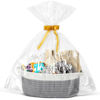 Picture of LANDNEOO Small Woven Basket with Gift Bags and Ribbons, Empty Decorative Gift Chest Box, Cute Baby Gift Basket for Nursery, Cotton Rope Room Shelf Storage Basket with Handles, 12"x 8"x 5", Gray