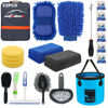 Picture of AUTODECO 22Pcs Car Wash Cleaning Tools Kit Car Detailing Set with Blue Canvas Bag Collapsible Bucket Wash Mitt Sponge Towels Tire Brush Window Scraper Duster Complete Interior Car Care Kit