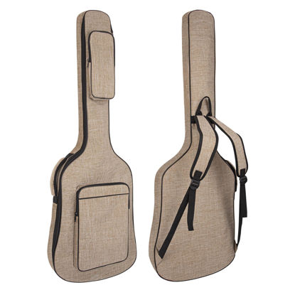 Picture of LETSROCK Bass Guitar Case, Bass Guitar Gig Bag 0.38 Inch Thick Padding Backpack Soft Electric Bass Guitar Bag Dual Adjustable Shoulder Strap Pocket & Neck Strap Khaki