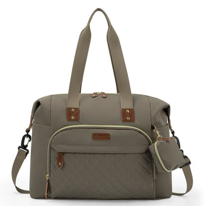 Picture of Tuwubi Diaper Bag Tote,Diaper Bag backpack with Pacifier Case Large Travel Diaper Tote for Mom and Dad Multifunction Large Baby Bag - Khaki