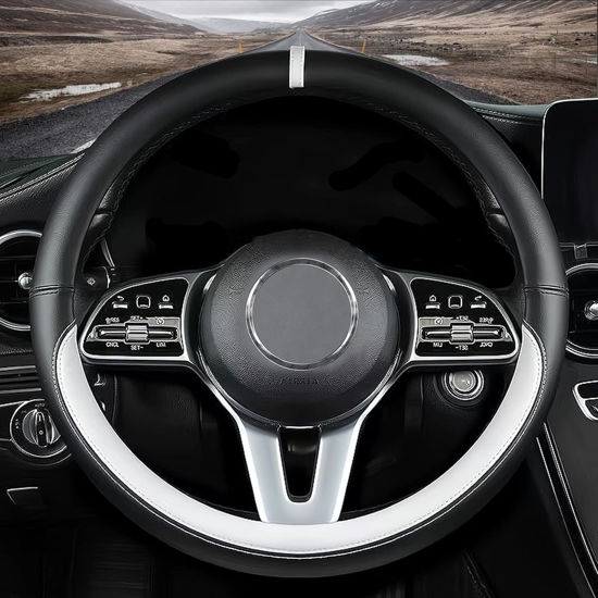 Picture of Custom fit for Acura Car Steering Wheel Cover, Nappa Leather Car Steering Wheel Cover Non-Slip Steering Wheel Cover, Designed for Acura Interior Accessories (White,for Acura)