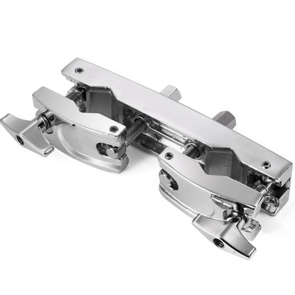 Picture of Facmogu Silver Multi-clamp, Adjustable Quick Release Multi-clamp Construct with Premium Stainless Steel Material, Cymbal Stand Mount Holder for Drum Cymbal Stands & Holders