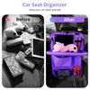 Picture of LUCMO Car Backseat Organizer with Tablet Holder,6 Storage Pockets Car Storage Organizer with Foldable Food Tray,Car Seat Back Protectors Kick Mats Travel Accessories-Dark Purple