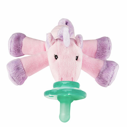 Picture of Nookums Paci-Plushies Shakies - Pacifier Holder with Built in Rattle (2 in 1)- Adapts to Name Brand Pacifiers, Suitable for All Ages, Plush Toy Includes Detachable Pacifier (Unicorn)…