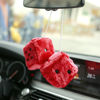 Picture of YGMONER Red Fuzzy Dice for Rear View Mirror, Pair of 2.75" Plush Dice Retro Hanging Ornaments Car Interior Rearview Mirror Decor Accessories (Red)