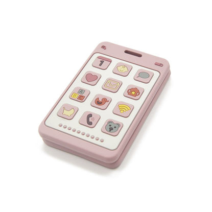 Picture of Soft Silicone Phone Shape Teether Boys Girls Baby Molar Teether Chew Toys, Teething Toy (Pink)