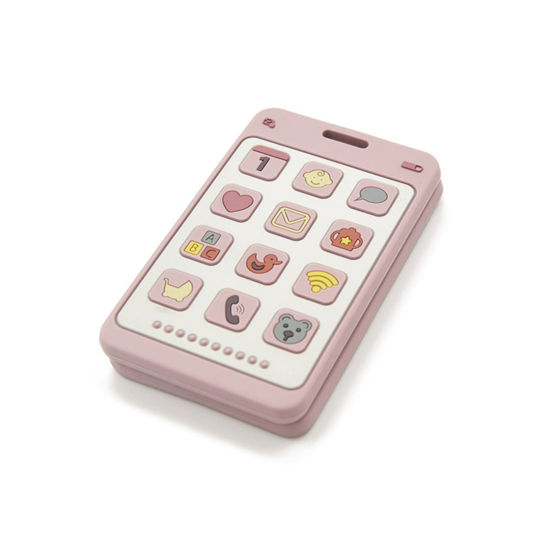 Picture of Soft Silicone Phone Shape Teether Boys Girls Baby Molar Teether Chew Toys, Teething Toy (Pink)