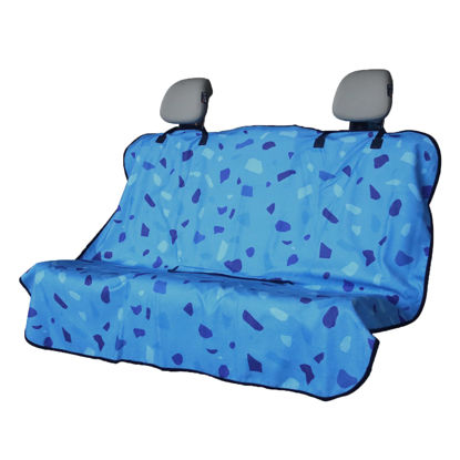 Picture of LoyaGour Back Seat Cover for Car Trucks Van SUV Jeep,Waterproof Rear Bench Towel Seat Covers for Dogs and Kids,Automotive Backseat Protector (Blue Marbling)