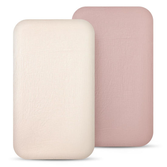 Picture of lulumoon Muslin Bassinet Sheets for Baby: Soft Bedside Sleeper Bassinet Fitted Sheets for Boys and Girls