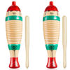 Picture of 2 Pieces Colorful Fish Shaped Guiro Instrument Latin Percussion Musical Instruments Wooden Frog Instrument Musical Percussion Instruments for Adults Kids with Rhythm Sticks
