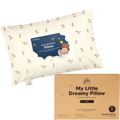 Picture of Mini Toddler Pillow with Pillowcase - 9x13 My Little Dreamy Mini Pillow, Organic Toddler Pillows for Sleeping, Kids Pillow, Small Pillows, Travel Pillows for Sleeping, Toddler Bed Pillows (Fox Tales)