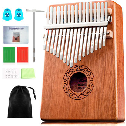 Picture of CAHAYA Kalimba Thumb Piano Portable - 17Keys Finger Piano Marimbas with Carrying Bag, Tune Hammer Musical Instruments Gift for Kid Adult Beginners CY0338
