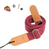 Picture of HOT SEAL Linen Style Adjustable Genuine Uke Leather Metal Hook Ukulele Strap Strong Back Straps (Linen Red)