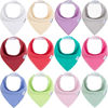 Picture of egmao baby Baby Bandana Drool Bibs for Girls,12 Pack Solid Colors Baby Girl Bibs Set,Absorbent 100% Organic Cotton for Newborn Teething and Drooling,Adjustable Snaps Toddler Bibs, Multi