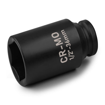 Picture of EGOFIX 1/2" Drive Deep Impact Socket, 36mm Metric Socket, Axle Nut Socket CR-MO 6 Point for Easy Removal of Axle Shaft Nuts