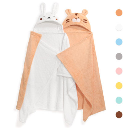 Picture of WODHOY Hooded Toddler Bath Towels 0-5 Years, 2-Pack Absorbent Kids Hooded Bath Towel, Thick Toddler Bath Towels with Hood, Baby Hooded Bath Towel, 50'' x 32'' Soft Kids Hooded Towels,Children