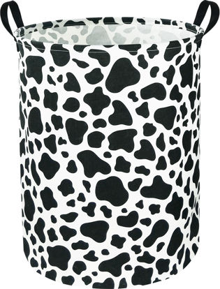 Picture of NTAOHAMPER Cow Laundry Basket,Collapsible Baby Nursery Hamper,Waterproof Kids Toys Storage Bin with Handles for Bedroom,Room Decor,Gift Basket(Cow Stria)