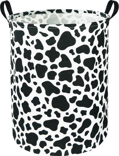 Picture of NTAOHAMPER Cow Laundry Basket,Collapsible Baby Nursery Hamper,Waterproof Kids Toys Storage Bin with Handles for Bedroom,Room Decor,Gift Basket(Cow Stria)