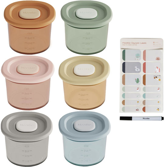 Picture of Moonkie Silicone Baby Food Containers | 4 oz Baby Food Storage Jars with Airtight Lids | Reusable Baby Food Jars, Freezer,Microwave and Dishwasher Safe, Perfect for Infant & Toddler