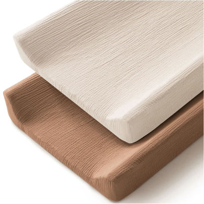 Picture of MairMore Changing Pad Cover for Neutral Baby Muslin Soft Cotton Diaper Changing Table Pad Cover Changing Pad Sheets for Girls and Boys - 2 Pack